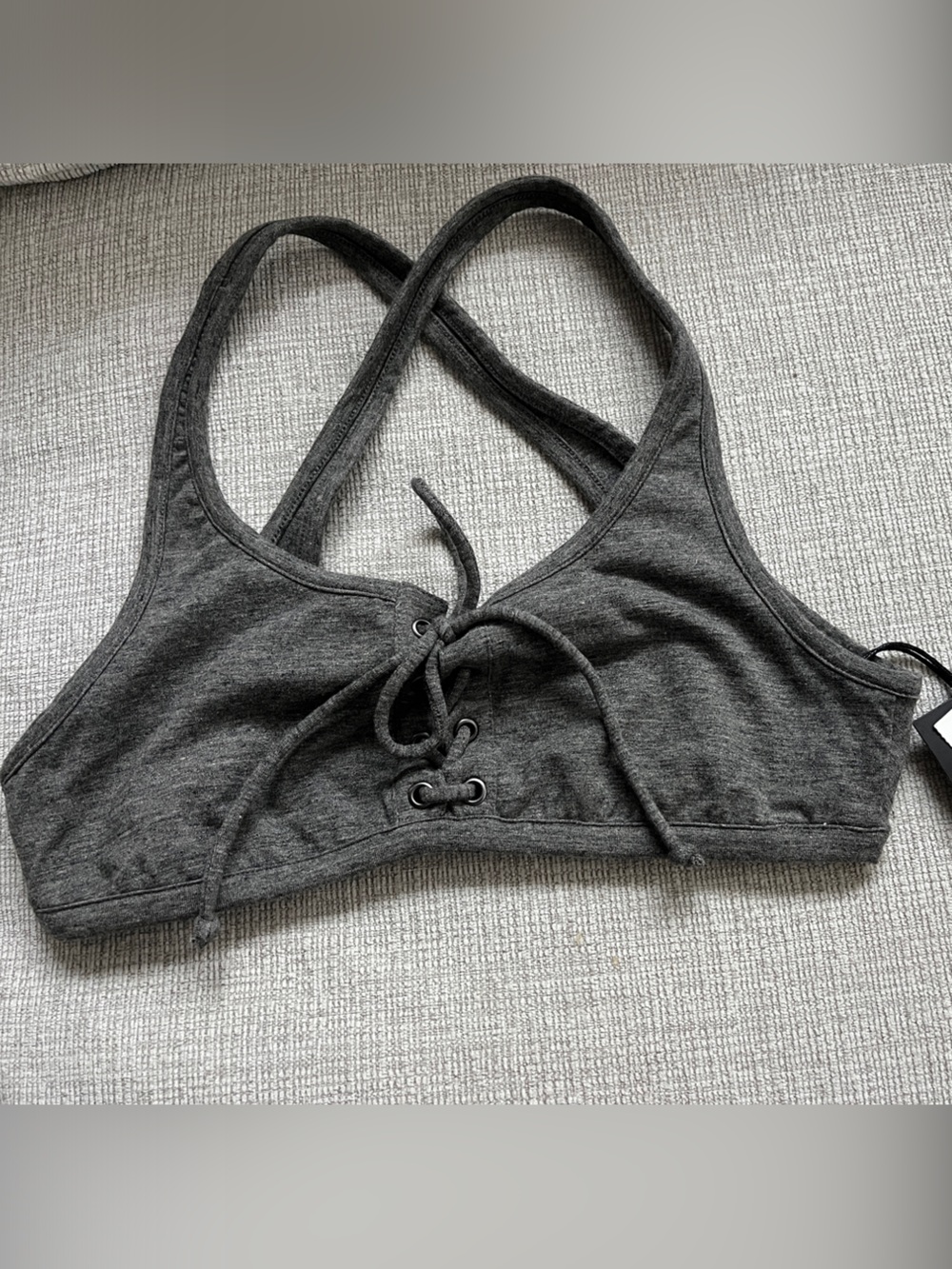 Chaser Charcoal Gray Lace-Up Sports Bralette